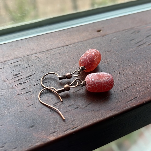 Red agate earrings - Picture 1 of 5